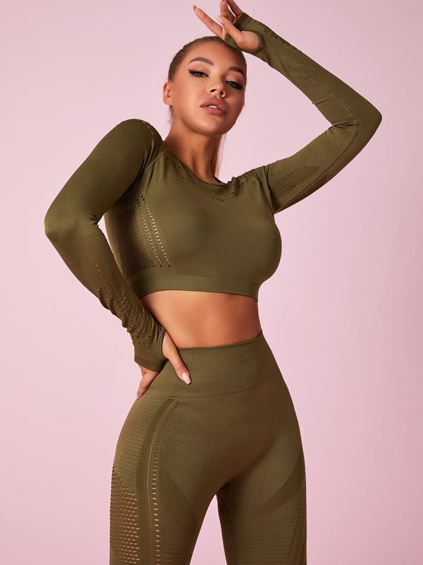ZASUWA Female Long Sleeve Knit Seamless Fitness Long Sleeves