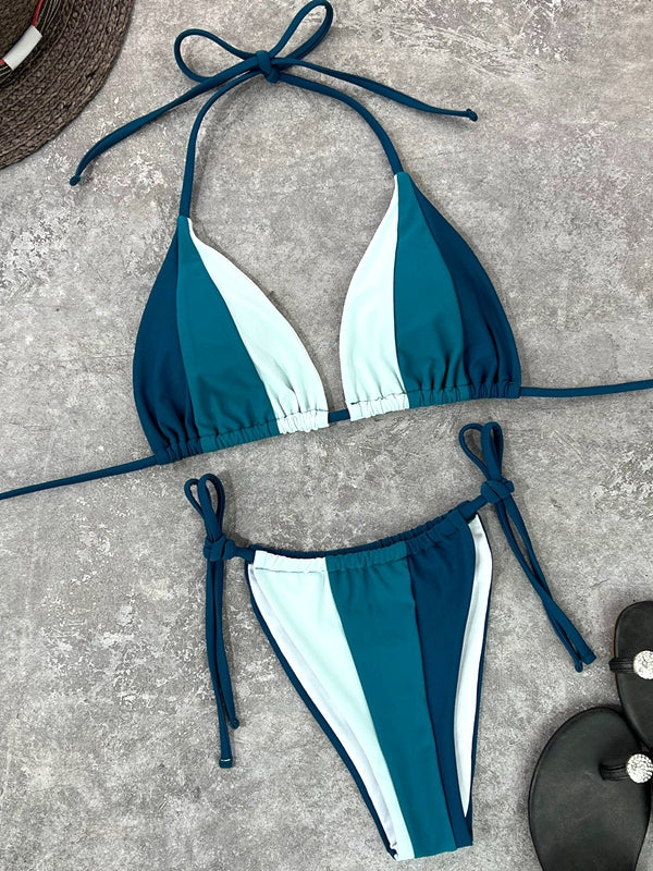 🖤ZASUWA Female Sexy Rainbow Contrast Color Bikini Set