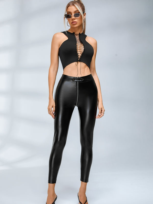 🖤ZASUWA Female Sexy Hollow Out Drawstring Tank