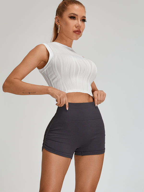 ZASUWA Female Ribbed Scrunch Bum Quick-drying Spandex Gym Booty Shorts