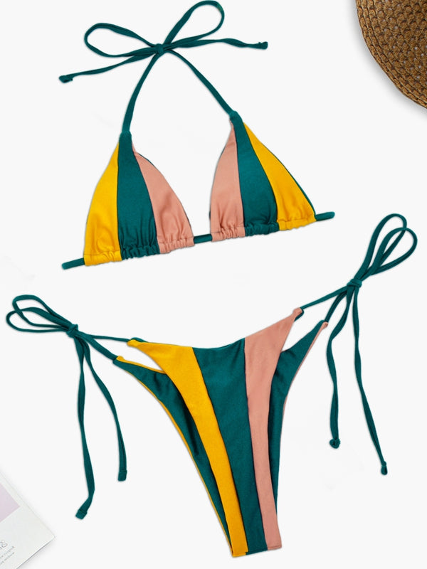 🖤ZASUWA Female Sexy Rainbow Contrast Color Bikini Set