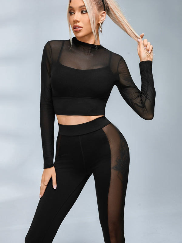 ZASUWA Female Sexy Sheer Mesh Long Sleeves