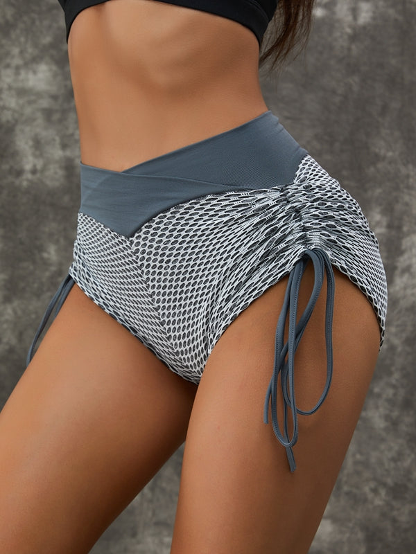ZASUWA Female Lifting Hip Tight Drawstring Spandex Gym Booty Shorts