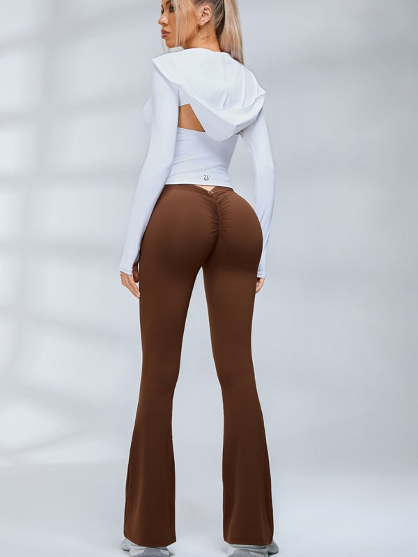 ZASUWA Female Solid Color Hollow Out Hooded Elastic Tight Long Sleeves