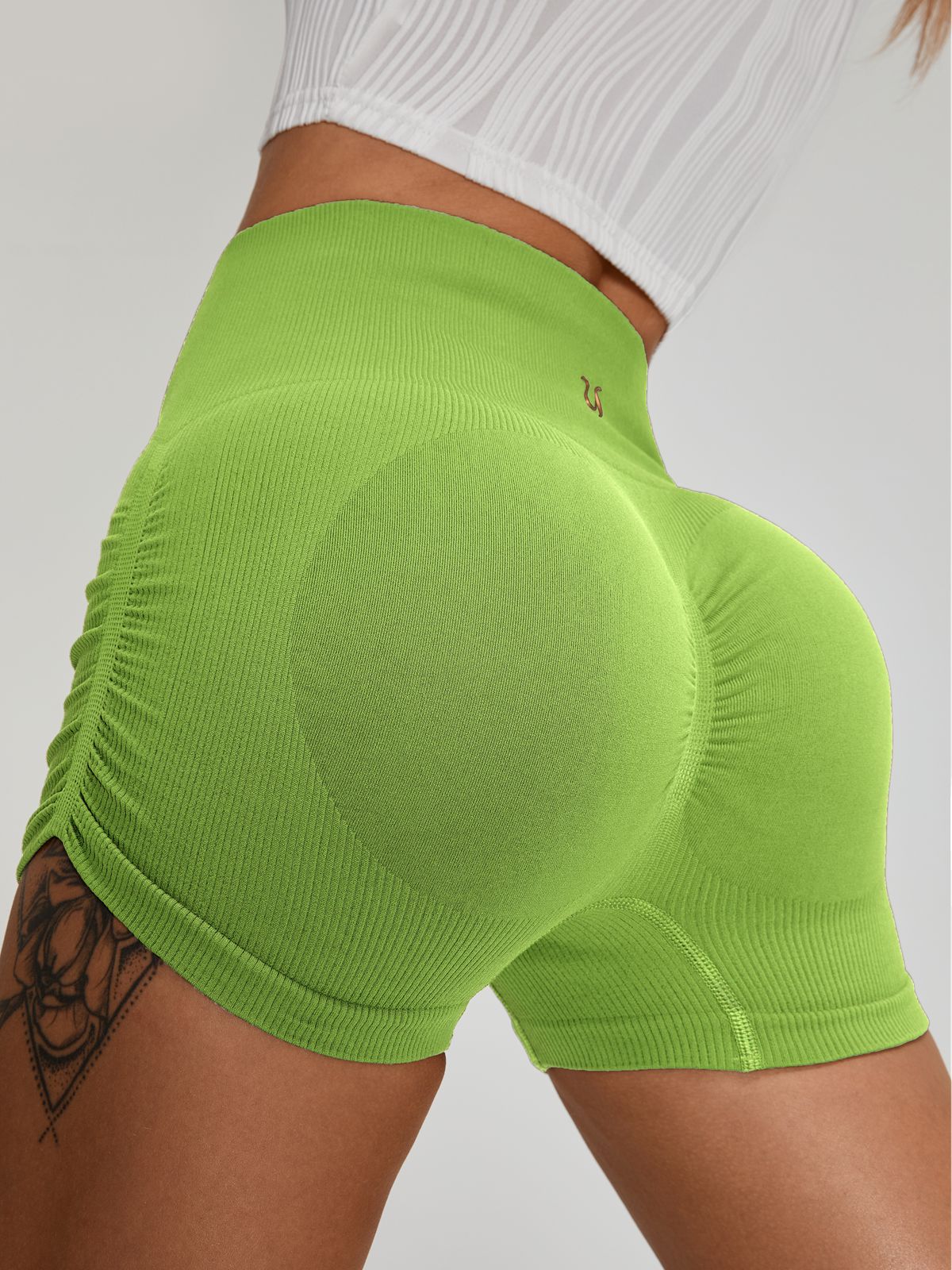 ZASUWA Female Ribbed Scrunch Bum Quick-drying Spandex Gym Booty Shorts